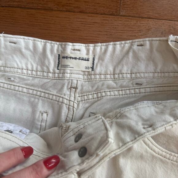 We The Free Aster Straight Jeans size 33 100% Cotton Cream - Picture 4 of 16